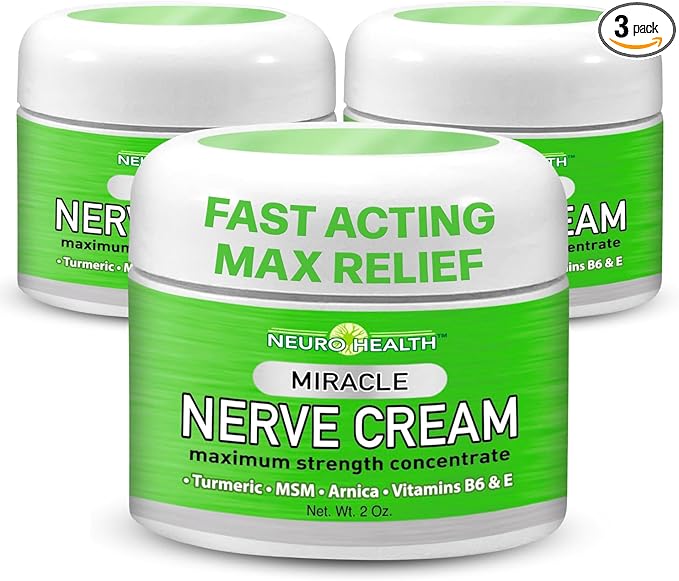 Miracle Nerve Cream - Maximum Strength - Turmeric and Arnica Blend for Neuropathy Discomfort Relief - Soothing Foot & Hand Formula with MSM, B6, E - Made in USA - 3 Pack