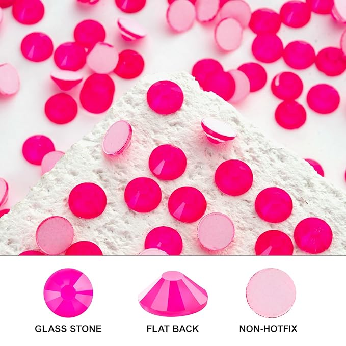 Novani 3000 Pieces Flatback Rhinestones Glass Round Gems Neon-Rose Crystals for Nail Art DIY Crafts Clothes Shoes,SS16,3.8-4.0mm