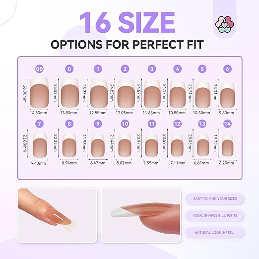 SAVILAND Press On Nails for Women: Long Square 160PCS Natural Acrylic Press On Nails Nude French Tip Nails Sturdy & Long-lasting Press on Nails Soft Gel Nail Tips for Extension DIY Nail Art
