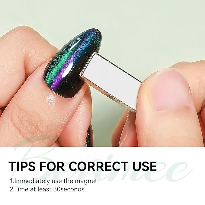 Magnetic Nail Polish Quick Dry Cat Eye Nail Polish Non Gel for Fingernail Air Drying Fast Green Nail Lacquer Salon-Quality Manicure Gift For Women Girls