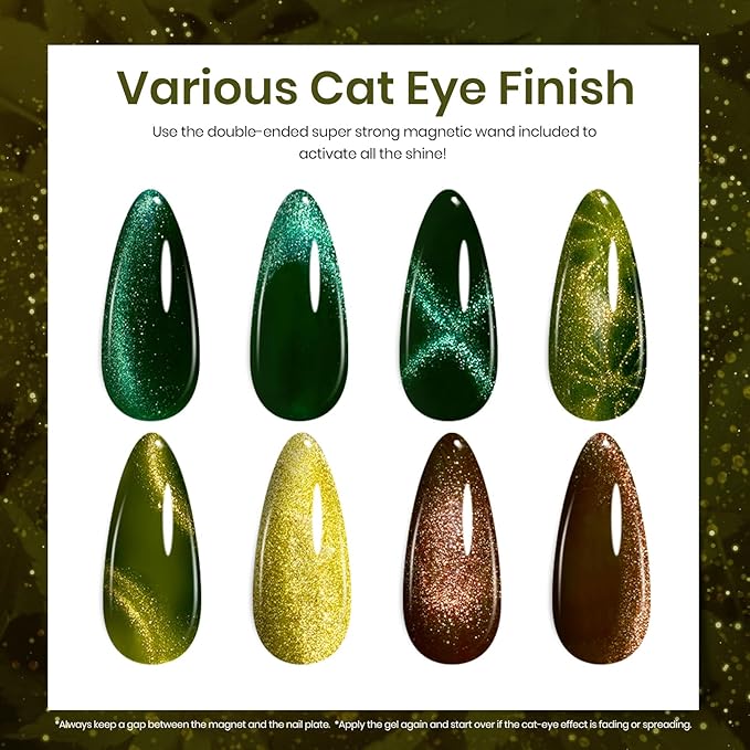 Beetles Cat Eye Gel Nail Polish Set - 20 Colors Gel Polish Nail Set Burgundy Brown Green Nail Polish Glitter Pearl Nail Manicure with Base Coat Matte&Top Coat Soak off Valentines Gift for Women