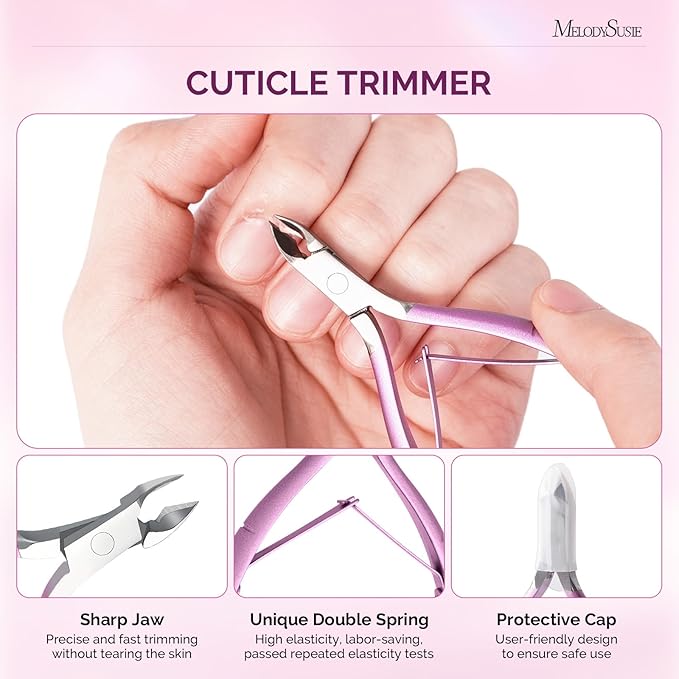 Melodysusie 4 in 1 Acrylic Nail Clippers Set, with Cuticle Trimmer and Dual-Ended Cuticle Pusher Remover, Stainless Steel Acrylic Nail Cutter Set, Pedicure Manicure Acrylic Nail Tools for Home Salon