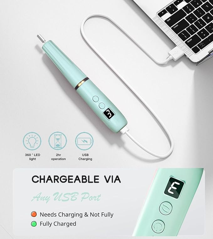Electric Nail Drill Machine File Efile Set for Acrylic Gel Nails Portable Nail Drill Machine Kit Rechargeable Pedicure Tools for Hand Feet Manicure Pedicure Tools Polishing Set(Blue)