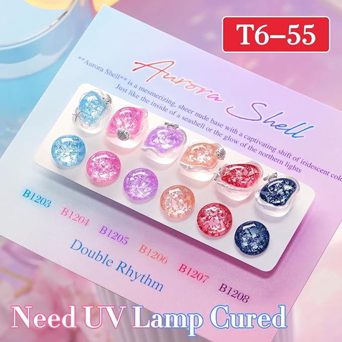 Double Rhythm 0.5Oz Glitter Gel Polish Same Color Same Bollte Shimmer Reflective Color for Nail Art Salon DIY Soak Off 15ml Nail Lamp Gel Polish at Home (Shell Rose-B1207)