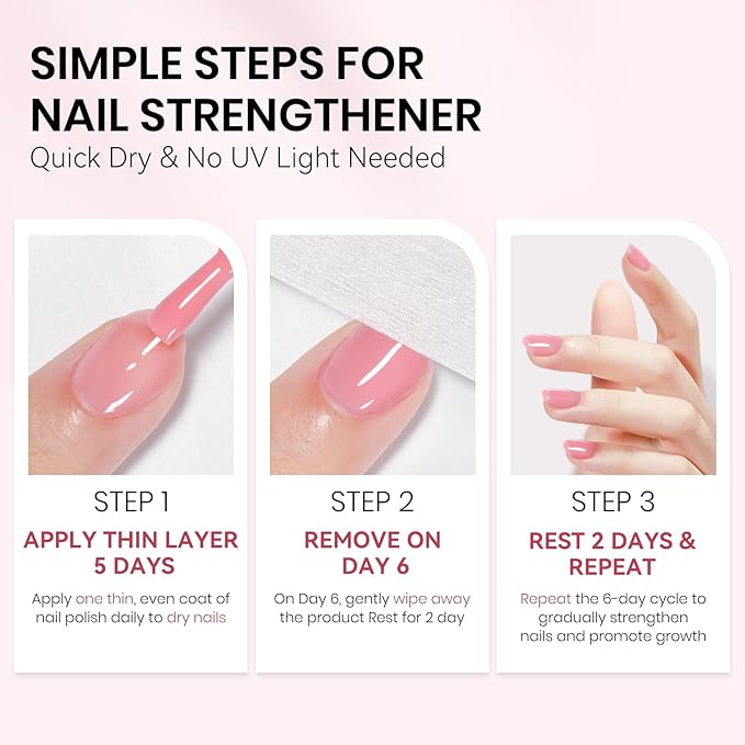 Pink Regular Nail Polish Non Gel, Quick Dry Finger Nail Lacquer Glossy Salon Manicure DIY at Home 0.54 fl.oz