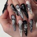 xl Black Press on Nails Long Almond Nails Press Ons Butterfly&Love Design False Nails Full Cover Arificial Glossy Fake Nails Gift for Womens 24pcs