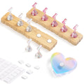Etercycle 2 Set Wooden Nail Holder for Display Painting Nails - 1 Aurora Heart Shaped Acrylic Magnetic Practice Nail Stand - Fake Nail Holder for Press On Nails with Reusable Adhesive Putty