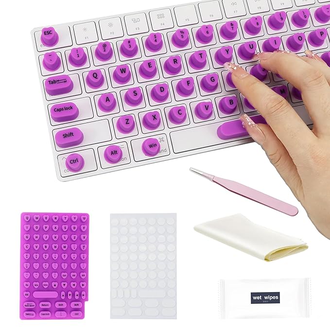 Raised Keyboard Stickers for Long Nails with Letters,Heart-Shaped Reusable Adhesive Protective Type Long Nail Keyboard Stickers for Typing, Gaming & Nail Art (70 Pcs)