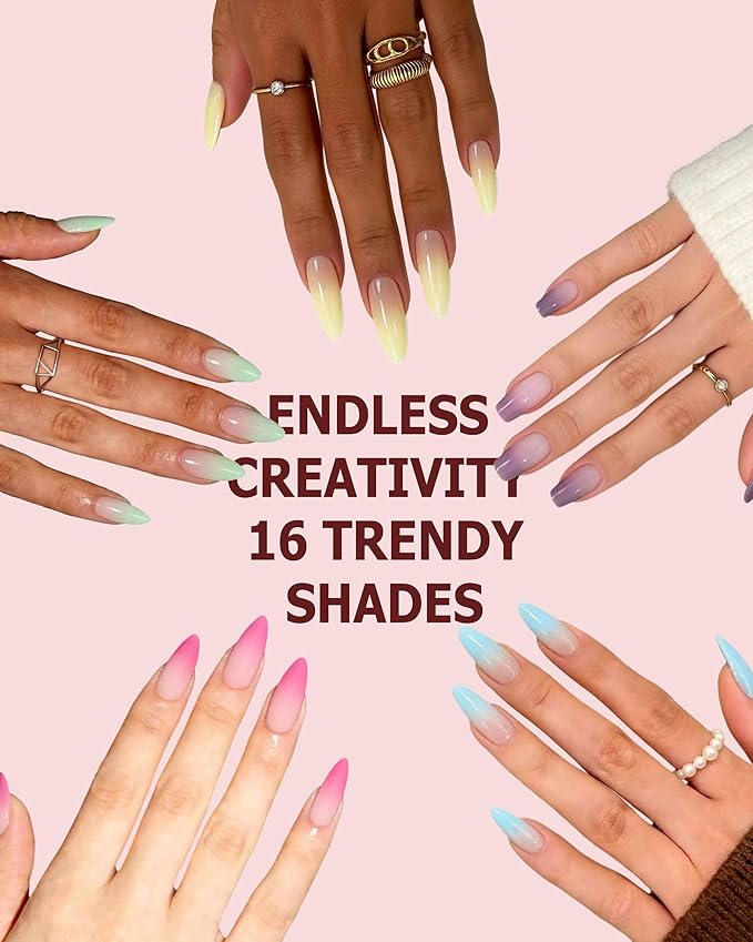 9 Colors Gradient Blooming Gel Nail Polish Palette, Aura Nail Art Kit for Blush Nails, Solid Creamy Gel for Ombre Nails, Sponge Patting Painting Gel, UV/LED Cured Nail Art Set for Beginners