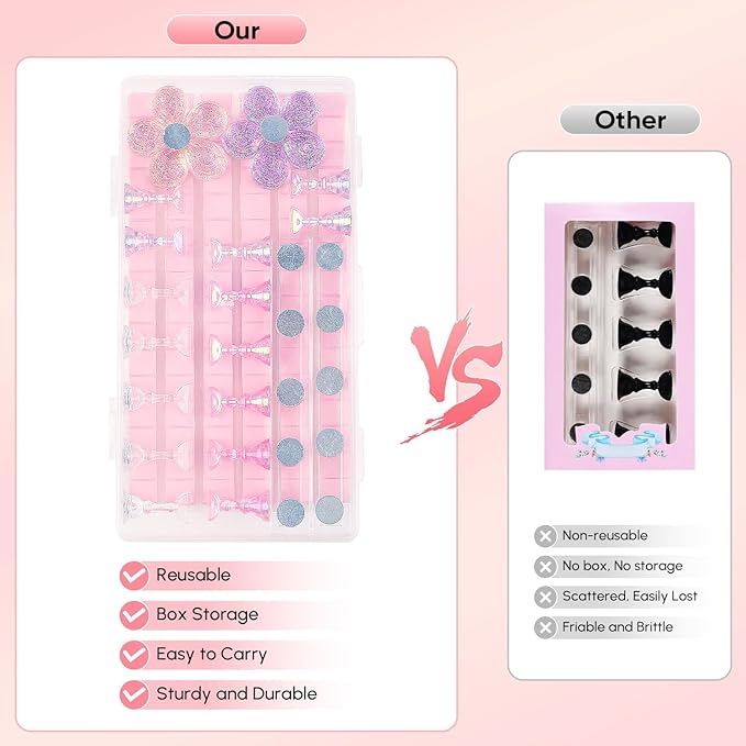 AIMEILI Nail Stand for Press On Nails, Fake Nail Holder for Painting Nails, Solid Acrylic Nail Stands for Nail Practice with Reusable Putty Gift Box for Home DIY Beginner Salon Supplies