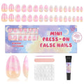 16 Sizes Press on Nails Kit for Kids - 32 Pieces French Almond Fake Nail Tips for Girls 8-12 Years Old with Jelly Nail Adhesives & No-Lamp Nail Glue, Birthday Christmas Gifts(Dream Stars Cloud)