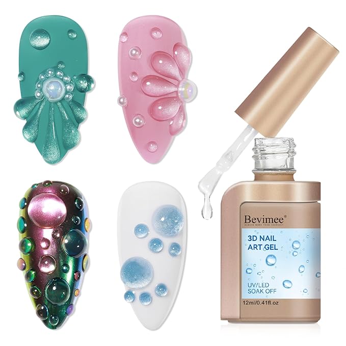 3D Nail Gel, Water Drop Gel Nail Polish Clear Sculpting Gel for Nail Art, Water Droplet Rain Drop Effect, for Design, Carving, Painting, Rhinestone Glue, Soak Off Manicure DIY Home 12ML