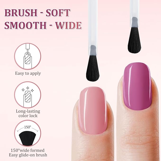 Nude Nail Polish Set, Quick Dry Fingernail Polish 6 Classic Nude Colors Collection, Nude Pink, No UV Light Needed, Long Lasting for Nail Art Design at Home DIY