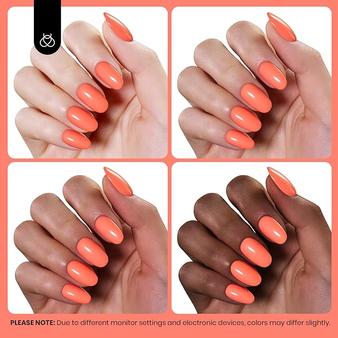 Beetles Coral Orange Gel Polish - 8ML Hema Free Neon Light Orange Peach Coral Gel Polish Passionate Fireworks Soak Off UV Colorful Bottle Nail Art Manicure Spring Easter