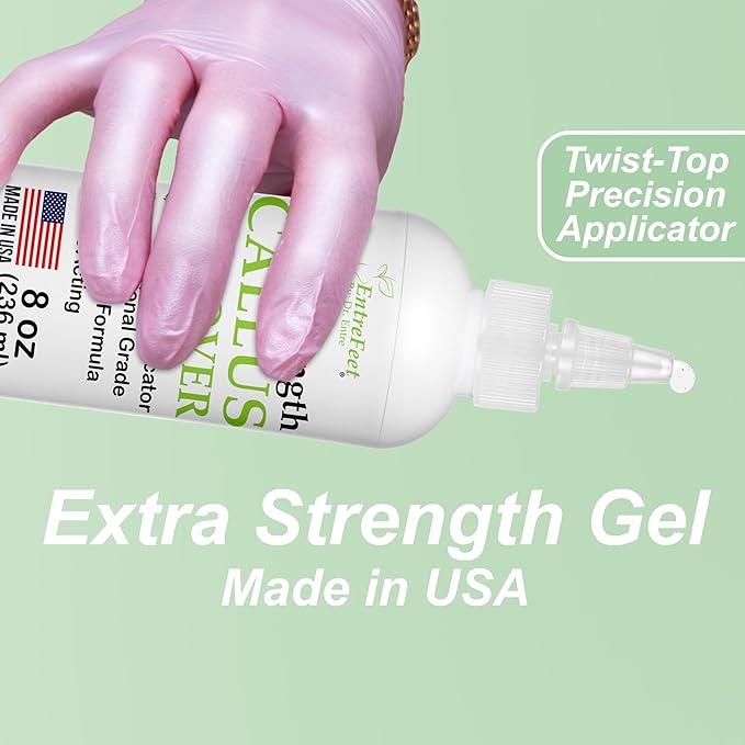 Callus Remover Gel & Double-Sided Foot File: 8 oz Extra Strength Callus Remover for Feet, Foot Callus Remover Care, Pedicure Tools Supplies, Spa Kit, Dead Skin Scrubber