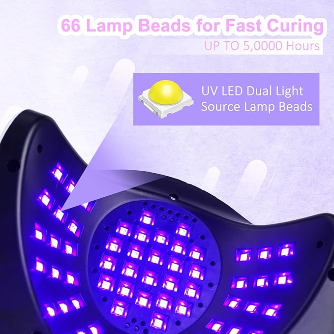 LKE UV Nail Lamp, 72W LED Nail Lamp Nail Dryer Light for Nails with 3 Timer Setting & LCD Touch Display Screen for Home and Salon Use (C-White) (2)