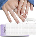Semi Cured Gel Nail Strips – Real Gel Nail Polish Wraps for Brittle Nails | Waterproof Long Lasting Easy Peel-Off Removal | Hema-Free | 20-Piece French Tip Clear Base Salon Kit with UV Lamps
