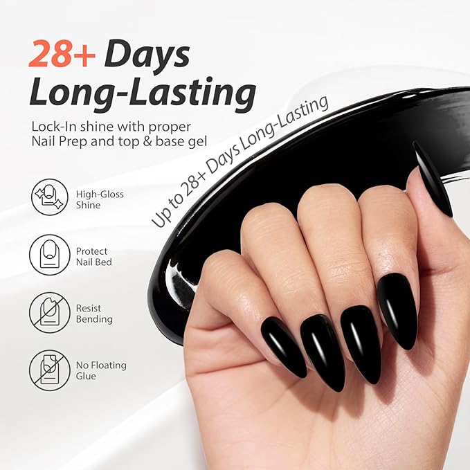 Makartt Ultra Pigmented Black Gel Nail Polish 15ml One N'Done Black Gel Polish One-Coat Soak Off High-Gloss Ceramic Shine, Salon-Grade UV Nail Art Manicure DIY Salon Home - Night Script