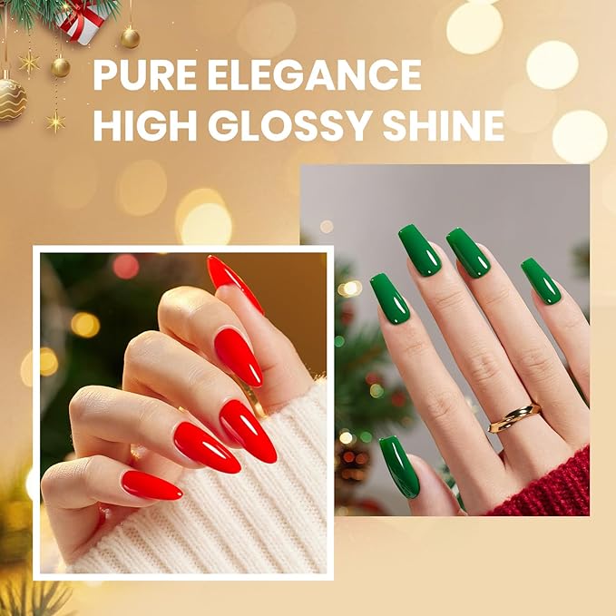 Beetles Green Red Gel Polish Set - Red Green Gel Polish Classic Spring Colors Soak off UV Led Lamp Needed Manicure Salon DIY Home Gifts for Women Girls Prelude of Celebration
