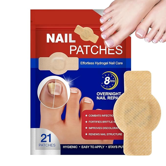 Fungal Nail Patches for Toenails, 21 Count - Nail Repair Patches with 8-Hour Adhesion, for Discolored & Damaged Toenails Care, Overnight Renewal for Men & Women
