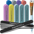 Nail Files and Buffers 16 Pack, Professional Manicure Tools 100/180 Grit Nail File & Buffer Block for Natural & Acrylic Nails, Reusable Manicure Kit for Home Salon & Travel for Women
