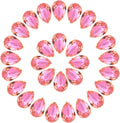 MECCANIXITY 48 Pcs 3D Teardrop Rhinestones Diamond Nail Charm Crystal Pointback K9 Glass Rhinestones Crystal Gems for Jewelry Making, Craft, 8x12mm, Dark Pink