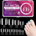 AIMEILI Fake Toenail Tips - 550pcs 10 Sizes Clear Full Cover Toe Art Nails Press on Artificial Fake Toe Nails Gel Nail Extensions for Foot Manicure Women Nail Salons and DIY