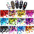 DIY 12pcs Color Set Nail Sequins Laser QUTE Head Shape Glitter Flakes Manicure Art Decoration Accessories Tools LB-MiK
