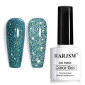 RARJSM Dark Blue Reflective Glitter Gel Nail Polish Holographic Rainbow Iridescent Sparkle Flash Diamond Shimmer LED UV Soak Off Gelpolish Nail Art Manicure Salon DIY at Home 1pcs 7.5ml