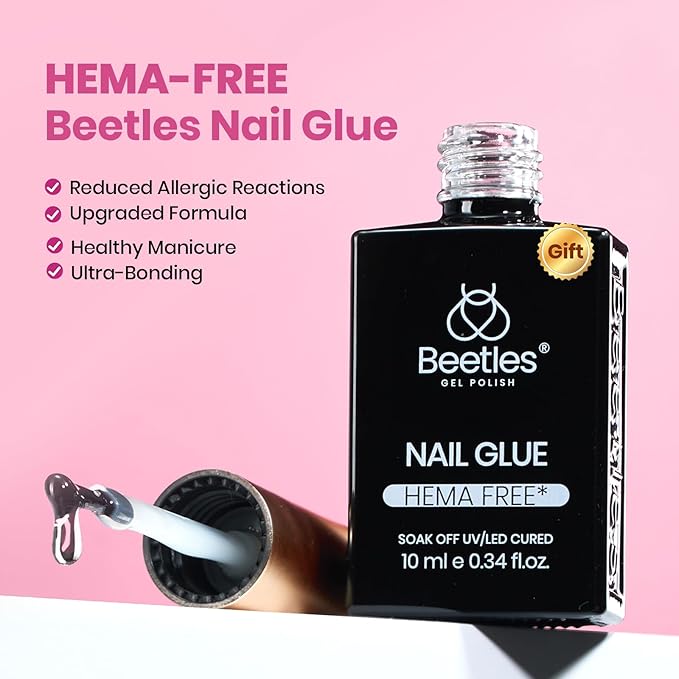 Beetles Gel Nail Kit Etch-X, Almond Medium, 288pcs 12 Sizes Nail tips, with 10ml Hema-Free Nail Glue Gel, for Acrylic and Clear Press On Nail, Pre-Etched Half Matte Extension Set for Home DIY
