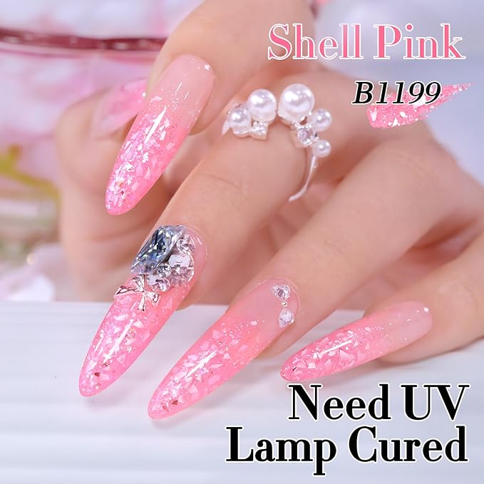 Double Rhythm 0.5Oz Glitter Gel Polish Same Color Same Bollte Shimmer Reflective Color for Nail Art Salon DIY Soak Off 15ml Nail Lamp Gel Polish at Home (Candy Pink-B1199)