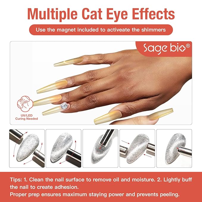 Cat Eye Gel Nail Polish 15ml Golden Shell, Magnetic Glass Bead Effect, Shimmer UV LED Soak Off Gel, Perfect for Home DIY Manicure