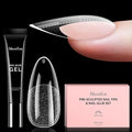 MelodySusie Medium Almond Gel Nail Tips Kit-300PcsPre-Building Apex Fake Nail Tips 20g Solid Nail Glue Gel,Half Matte Full Cover Clear Acrylic Nail,15Sizes Thick Strong Long Lasting for Home DIY&Salon