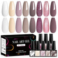 MTSSII Gel Nail Polish Set 8 Colors Skin Tone Collection Nude Brown Gel Polish Pink Neutral Beige Khaki Soak off Uv Led Lamp Needed Manicure Diy Home Gift for Girls