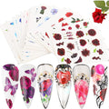 24 Sheets Flowers Nail Art Stickers Water Transfer Decals Floral Butterfly Rose Nail Art Design Nails Supplies for Women Girls Manicure Tips Decoration Holographic DIY Fingernail Charms Sticker