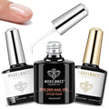modelones 3 Pcs Top Coat Builder Nail Gel with Gel Base, No Wipe - Shine Finish and Long Lasting, Clear Builder Top Nail Kit for Thickening Apex Building Extension, LED Lamp Cured 10ml Home DIY Salon