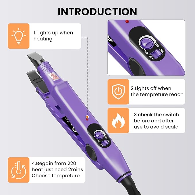 TopWigy Professional Hair Extensions Tool,Itip Extensions Tools kit Hair Connector Fusion Heat Iron Connector Wand Temperature Adjustable Melting Tool