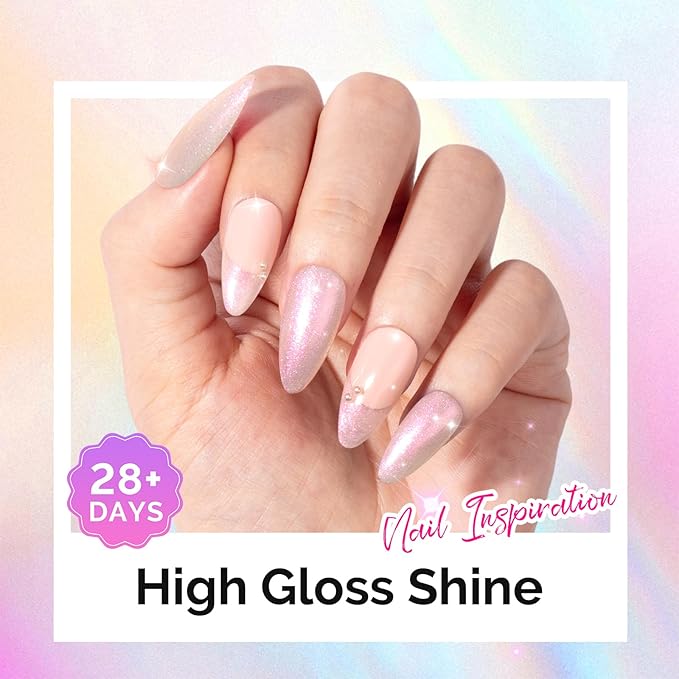 MelodySusie Pink Aurora Shimmer Gel Nail Polish, 0.5fl oz Soak Off UV LED Holographic Pink White Glitter Gel Polish Gift for Women Nail Art Manicure Salon DIY Nail Design Decoration at Home-G2606