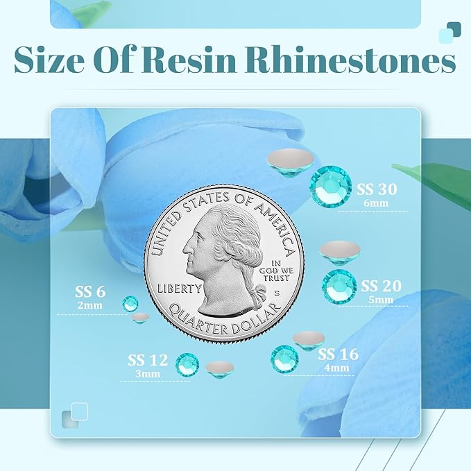 4000PCS 5mm Resin Rhinestones Bulk for Crafting (Lake Blue), Flatback Bedazzling Crystals for Crafts DIY Nail Decoration, Gems Charms for Tumbler Shoes Clothing Fabric with Pickup Pen and Tweezers