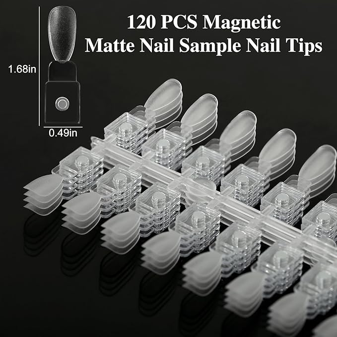 120PCS Magnetic Nail Color Display Tips,Premium Acrylic False Nail Tips for Gel & Regular Polish, Durable, Easy to Color,Perfect for Nail Practice & Professional Use
