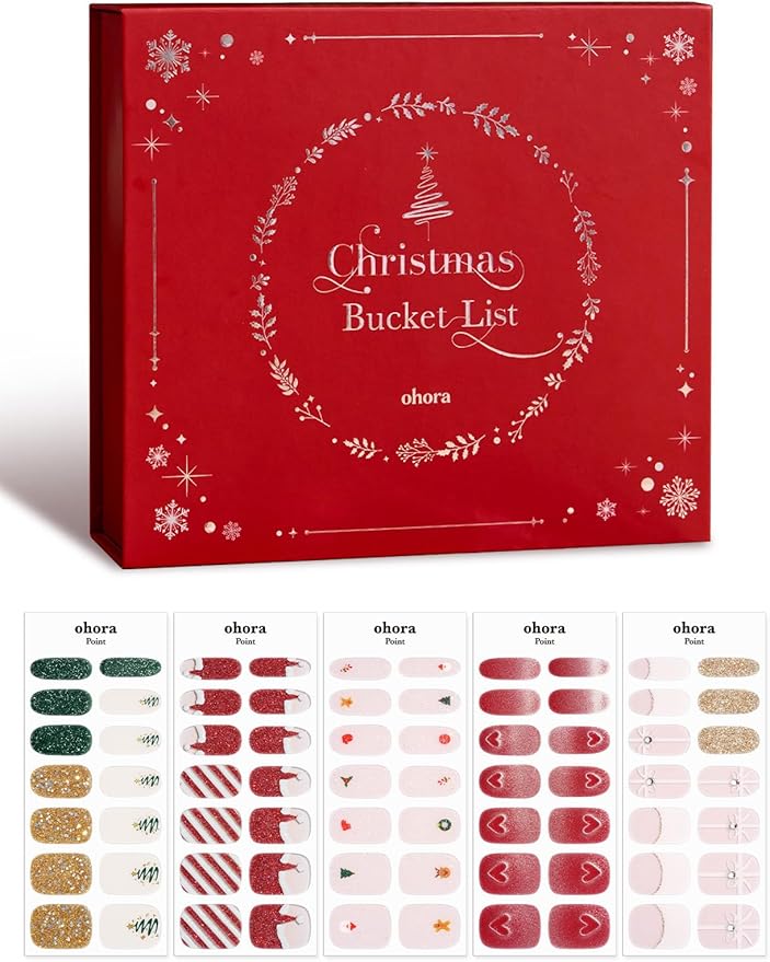 ohora Bundle Set (Christmas Bucket List Set (Limited Edition)) - Works with Any Nail Lamps, Salon-Quality, Long Lasting, Easy to Apply & Remove