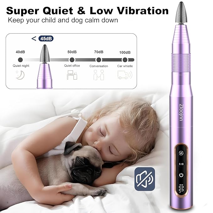 Professional Electric Nail Drill Kit,30000RPM Alloy Electric Nail File for Acrylic Nails Gel Polishing Callus Remover,LED Display,12 in 1 Cordless Quiet Manicure Pedicure Kit for DIY,Home Salon Use