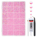 Light Pink AB Resin Rhinestones w B7000 Glue for Bedazzling Crafting 2mm-6mm Flatback Jelly Stones Diamonds Gems Bedazzler Kit Charms for Nails Face Eyes Makeup Tumblers Bottles Crafts Shoes