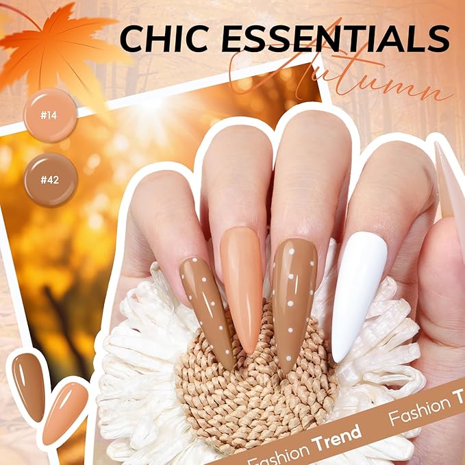 COSCELIA 40pcs Gel Nail Polish Set, 35 Colors Nail Gel polish with 5 Bottles Base and Top Coat White Brown Black Nude Red Orange Winter Spring Colors Nail Art Valentines Day Gifts for Women Girls