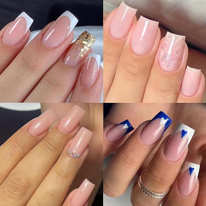LoveOurHome 600pc Medium Square Fake Nail Tips, Clear Press on Nails Square Acrylic Nail Full Cover False Fake Nails Medium Soft Gel Nail Tips Artificial Fingernails for Gel Nail Extension