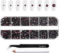 Beadsland Rhinestones for Makeup,8 Sizes 2500pcs Burgundy Flatback Rhinestones Face Gems for Nails Crafts with Tweezers and Wax Pencil,Amethyst,SS4-SS30