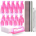 Teenitor Nail Polish Gel Remover Tool Kit, with Soak Off Clips, Cuticle Pusher Peeler Scraper, Remove Pads, Nail Files Buffer Block, Nail Brush Pink