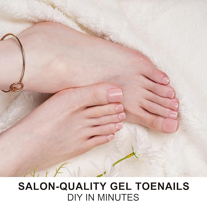 DANNI & TONI Semi Cured Gel Toenail Strips (Tint Nude) Natural Toenail Stickers Gel Pedi Wraps 37 Stickers