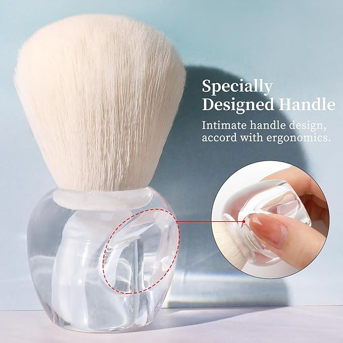 BQAN Nail Dust Brush Nail Art Dust Powder Remover Brush Nail Arts Dust Cleaner Brush Soft Kabuki Cleaner Brush for Makeup or Acrylic UV Gel Nail Arts (Transparent)