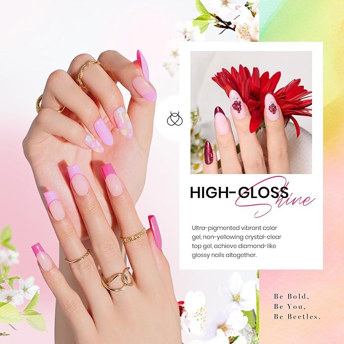 Beetles Gel Nail Polish, 36 Colors Palette Green Brown Pink Yellow Blue Nude Glitter Color Gel Polish with Base Top Coat Soak Off UV LED All Seasons Gift for Women Girls